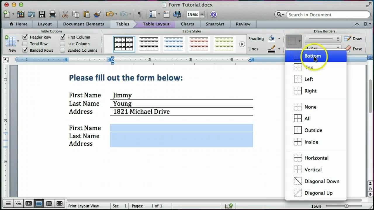 create a fillable text box in word 2011 for mac